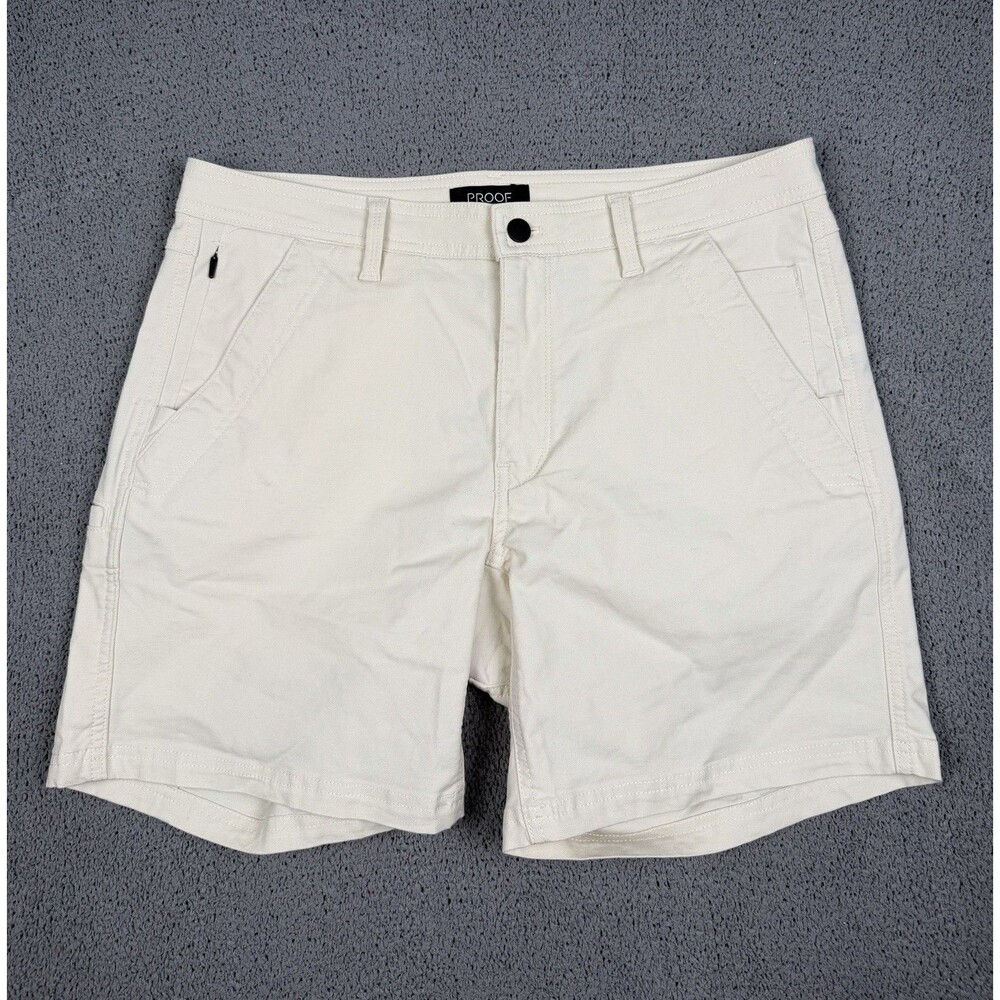 Proof Shorts Mens 33 Beige Rover EDC 7”Utility Travel Hiking Pockets